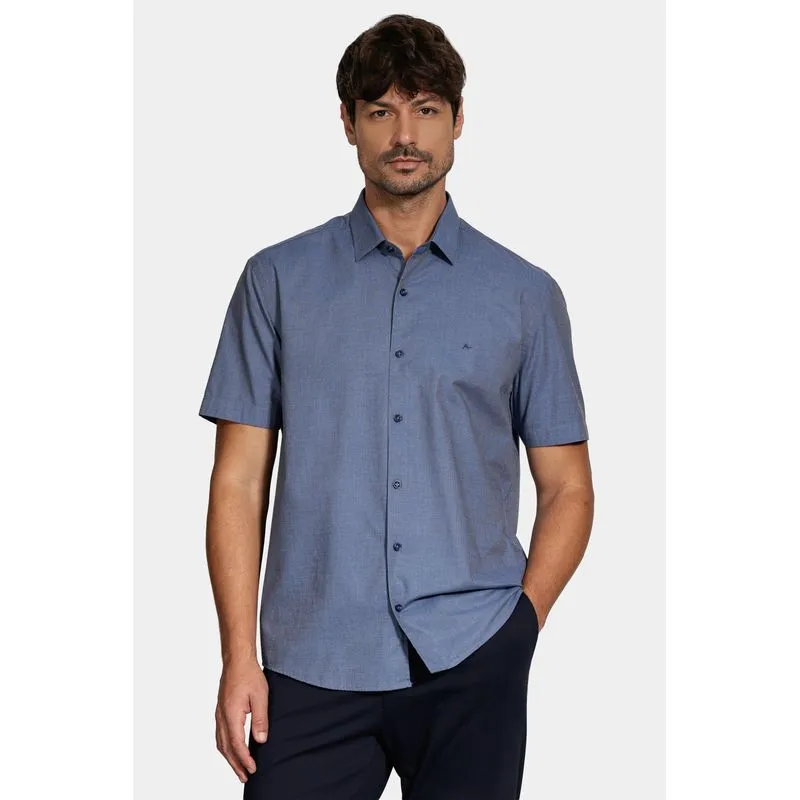 Camisa Slim Manga Curta Fil a Fil Antilia Azul Escuro - XGG