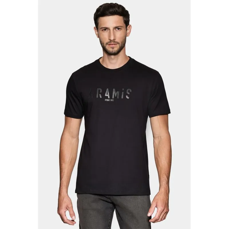 Camiseta Manga Curta Estampa Aramis Geometrico Preto - GG