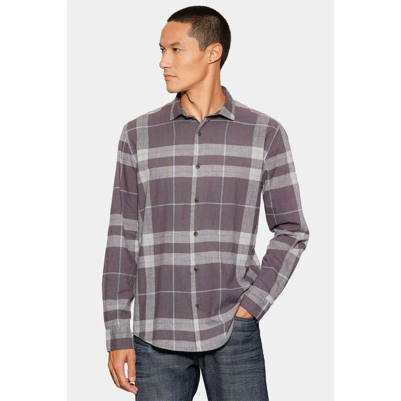 Camisa Manga Longa Regular Maxi Xadrez Mescla Cinza Mescla Com Navy - M
