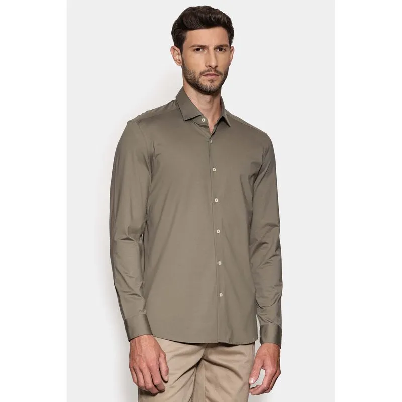 Camisa Slim Cetim de Malha Fio 120/2 Verde - G