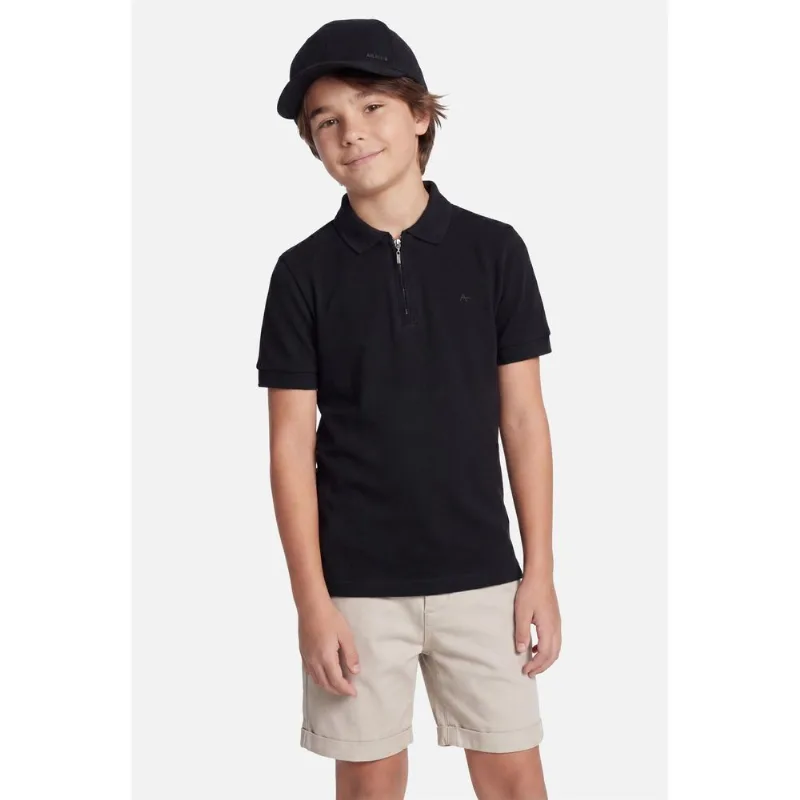 Polo Manga Curta Infantil Basica Com Zíper Preto - 2