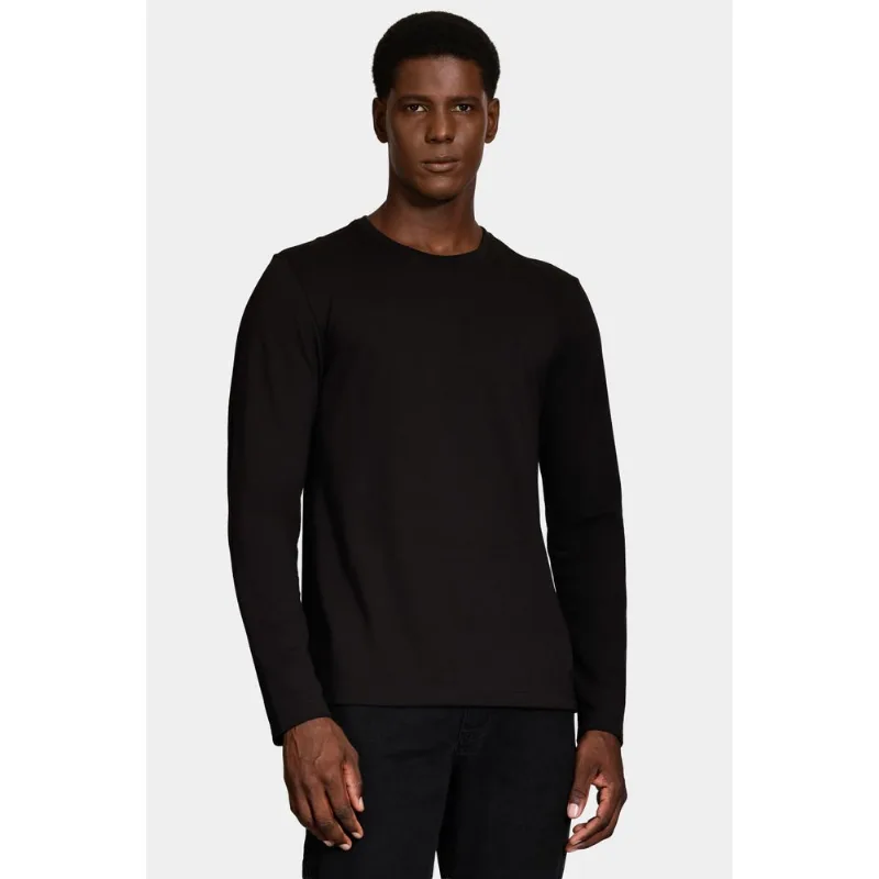 Camiseta Manga Longa Piquet Peruano Preto - XXG