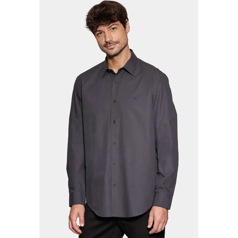 Camisa Manga Longa Algodão Egípcio Barolo Cinza Escuro - M