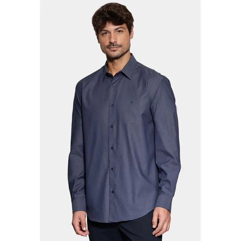 Camisa Regular Algodão Egípcio Fio 50 Azul Escuro - GG