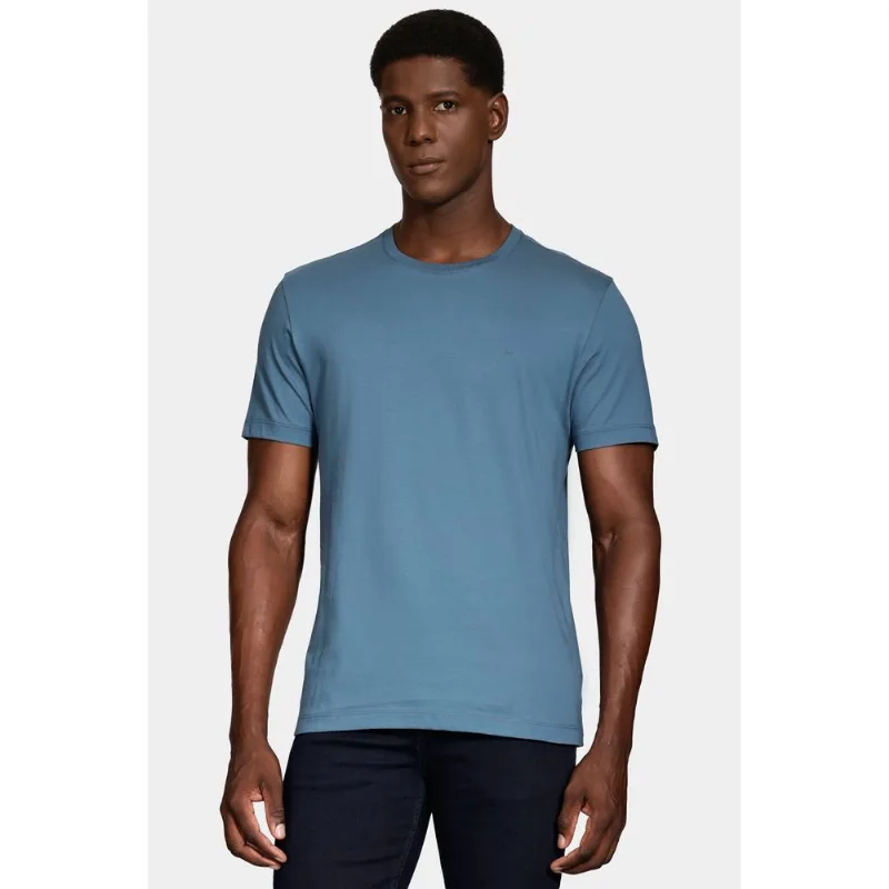 Camiseta Manga Curta Algodão Peruano Azul Oceano - P