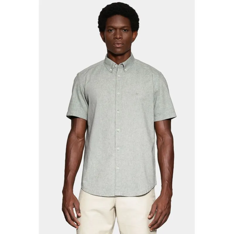 Camisa Manga Curta Slim Oxford Planalto Verde Folha - GG