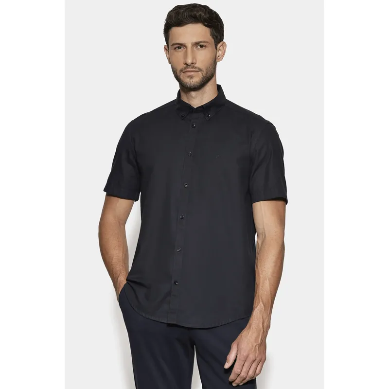 Camisa Manga Curta Slim Oxford Planalto Marinho - XGG