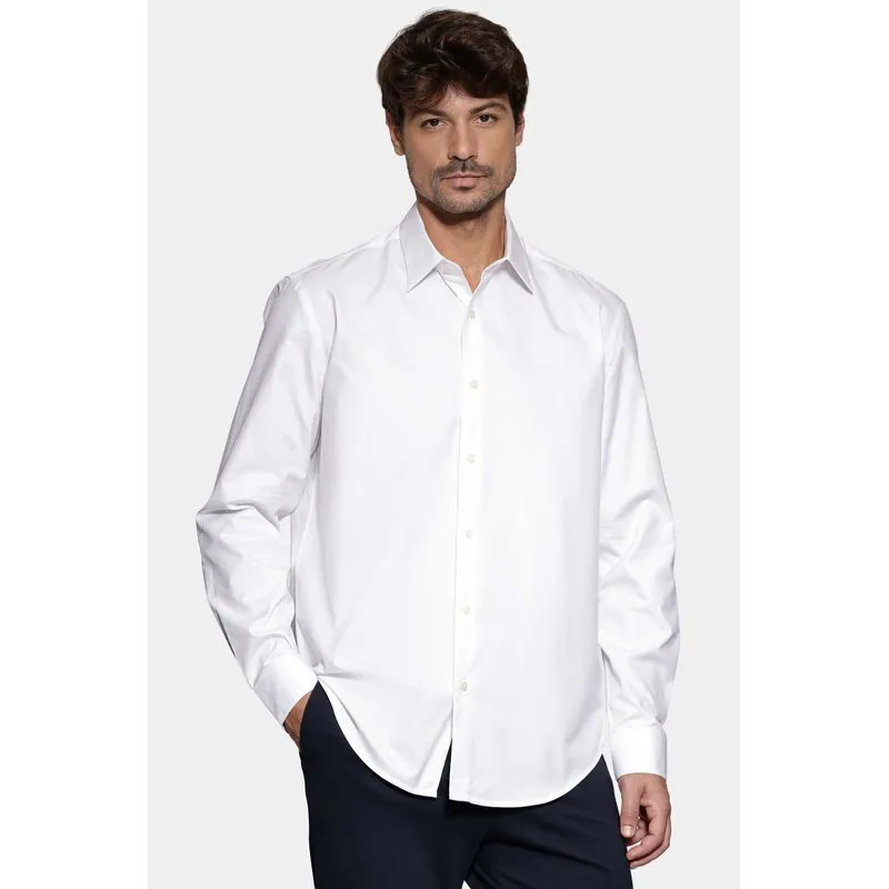 Camisa Regular Fio 100 Egípcio Maquinetada Branco - P