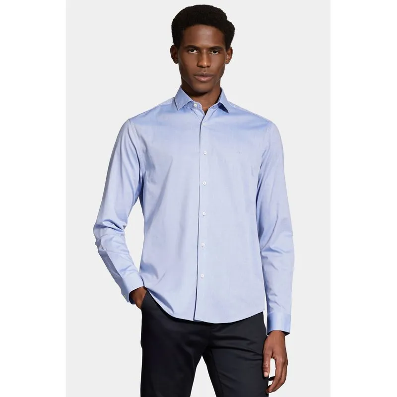 Camisa Slim Fio 50 Egipcio Petronas Azul - P