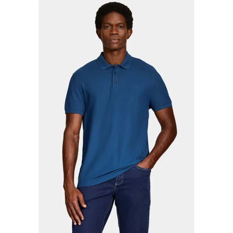 Polo Manga Curta Cotton Piquet Basic Azul Petroleo - XGG