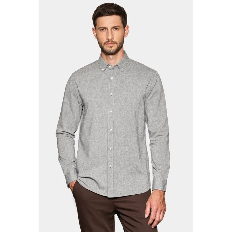 Camisa Manga Longa Slim Oxford Planalto Bdnw Cinza Escuro - XGG