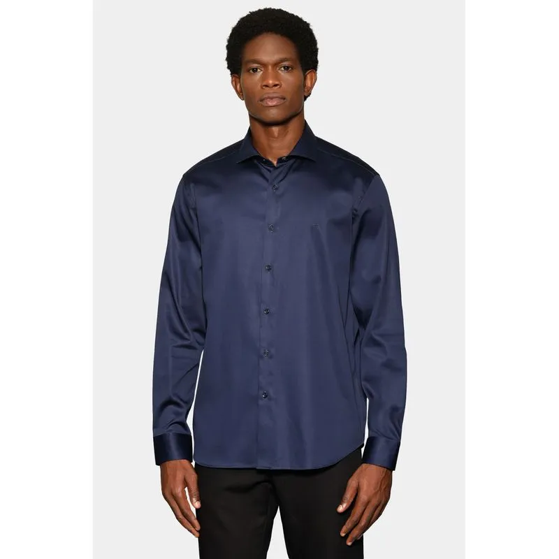 Camisa Manga Longa Slim Cetim St Hudson 2 Marinho - G