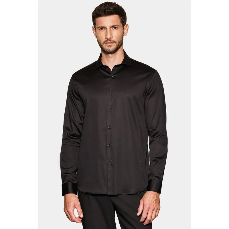 Camisa Manga Longa Slim Cetim St Hudson 2 Preto - GG