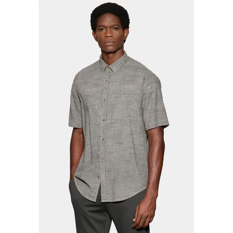 Camisa Regular Mini Xadrez Mescla Verde Com Cinza - M