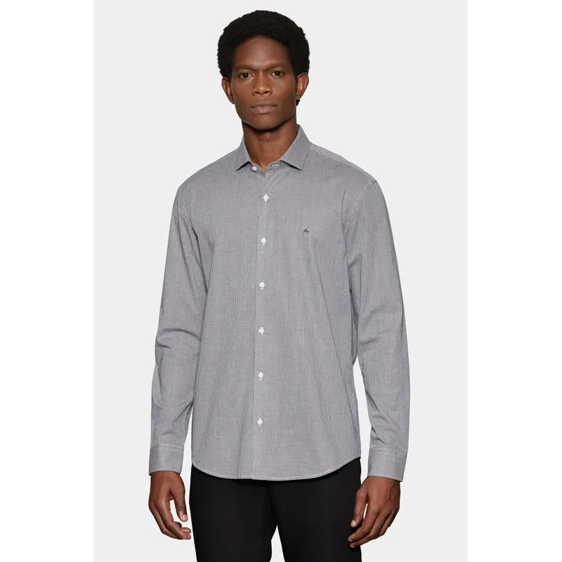 Camisa Manga Longa Slim Micro Xadrez Preto/Branco - P