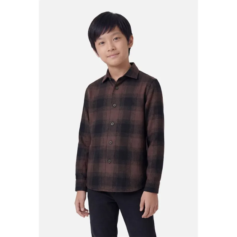 Camisa Manga Longa Infantil Flanela Xadrez Shadow Café Com Preto - XPP