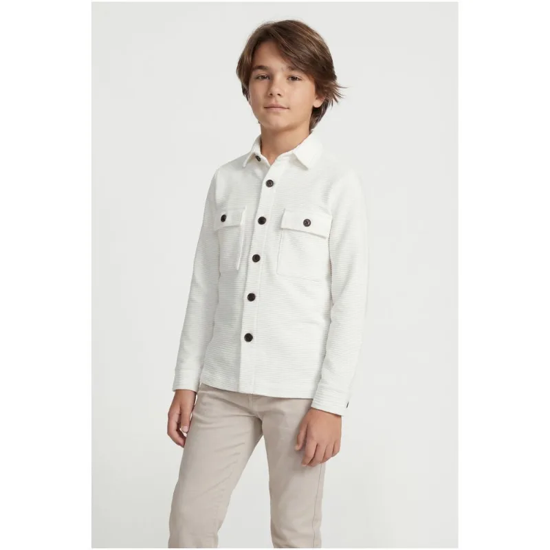 Camisa Manga Longa Infantil Overshirt Text Horizontal Off White - 12