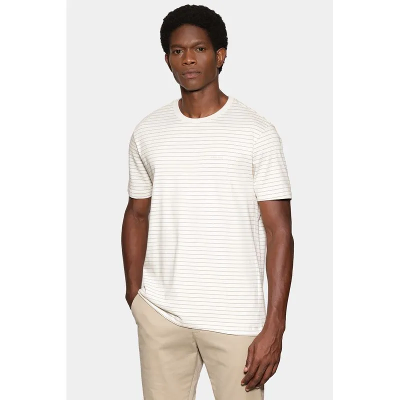 Camiseta Manga Curta Listras Básica Off White Com Castor - G