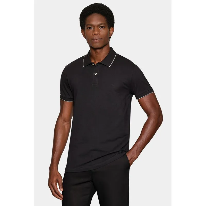 Polo Manga Curta Classic 1 Friso Preto - G