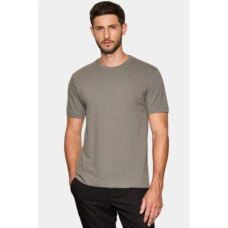Camiseta Manga Curta Piquet Gola Jacquard Griss 117 - GG