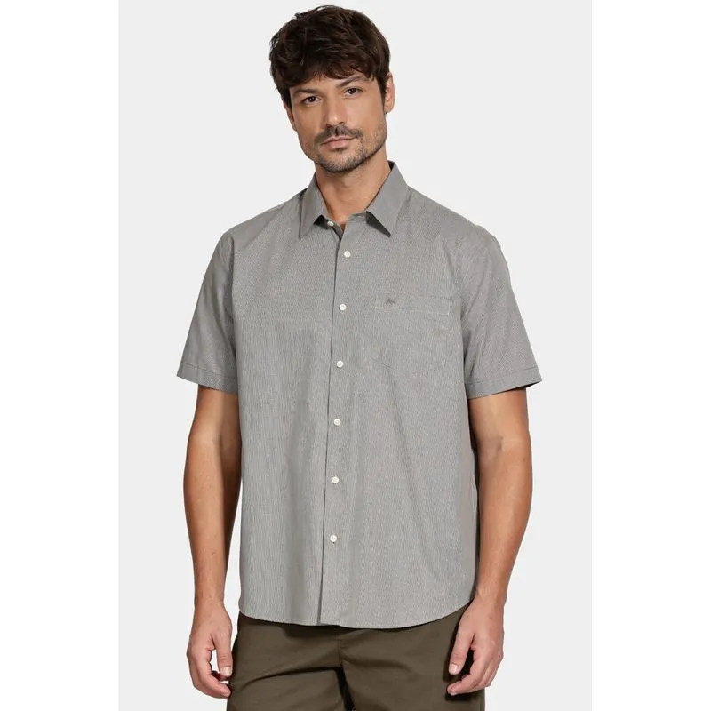 Camisa Regular Micro Xadrez Bolso Verde Com Branco - M