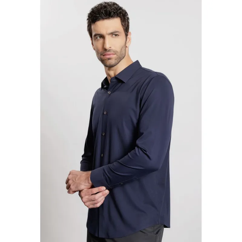 Camisa Manga Longa Bonded Toque de Seda Marinho - P