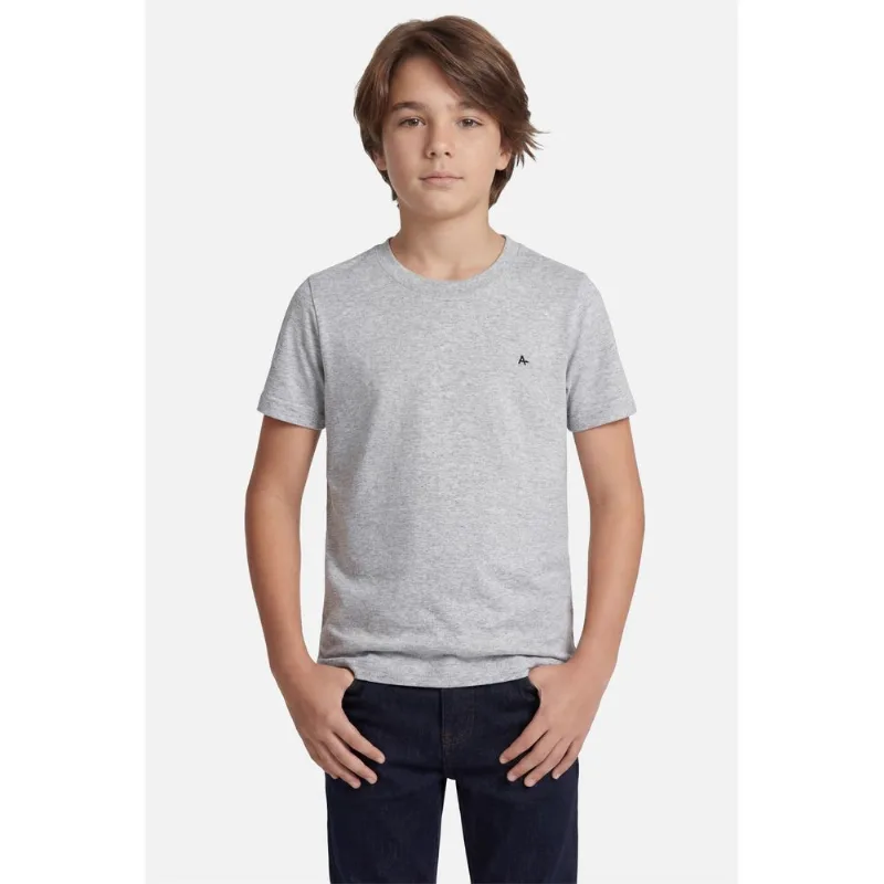 Camiseta Manga Curta Infantil Básica Cinza Mescla - 6