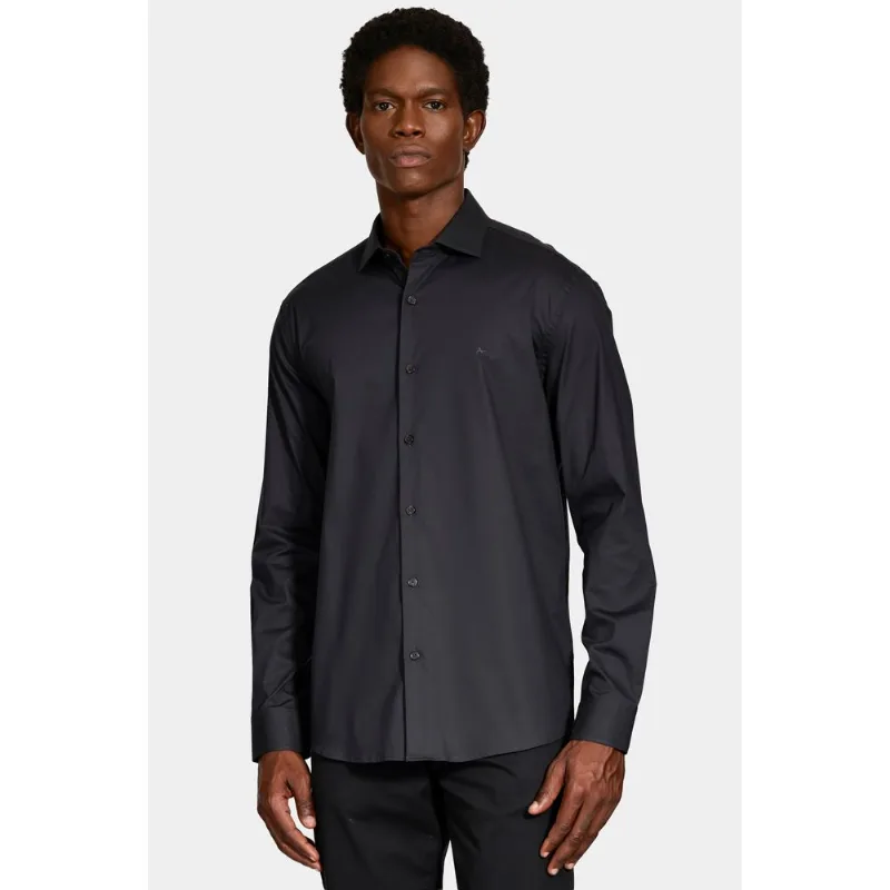 Camisa Manga Longa Slim Tricoline Stretch Chumbo - GG