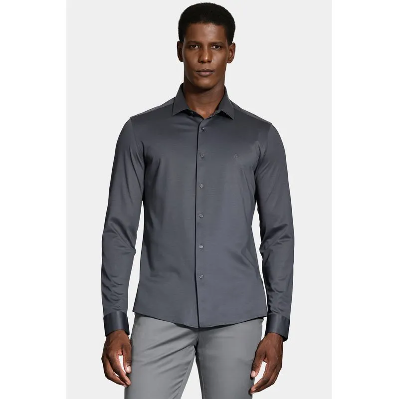 Camisa Slim A-70 Fio Duplo Mercerizado Chumbo - G