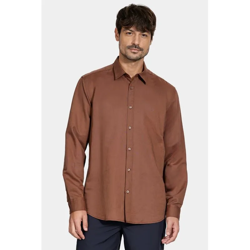 Camisa Manga Longa Regular Linho Conhaque - XXG