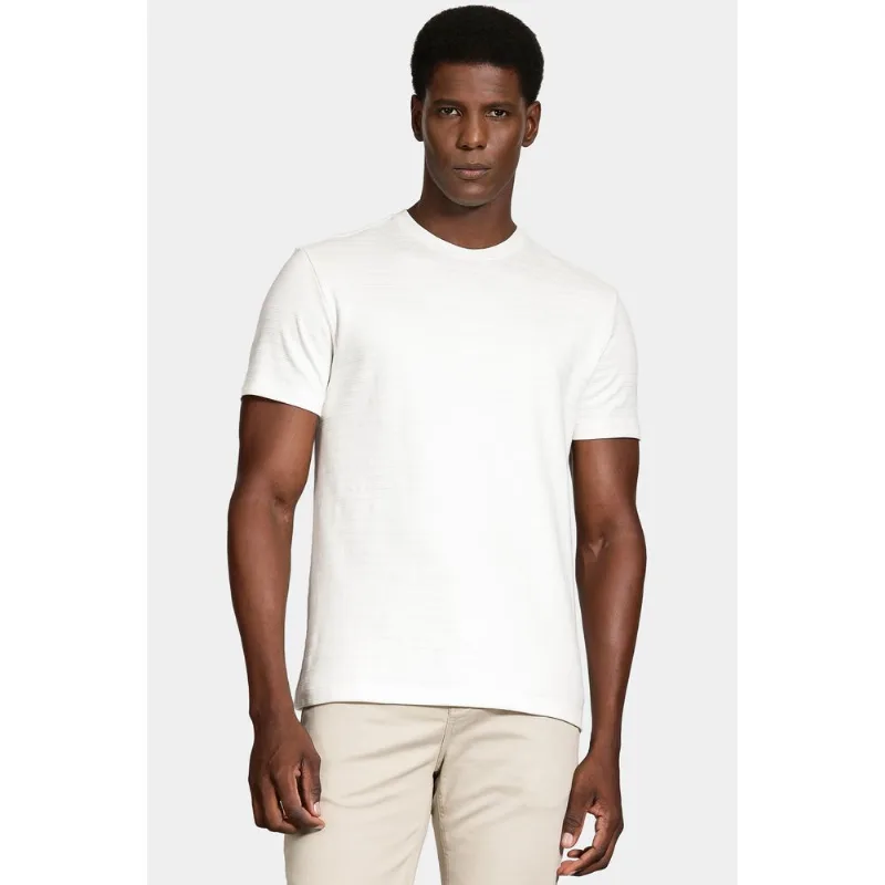 Camiseta Manga Curta Suedine Canelado Off White - XGG