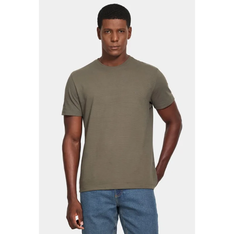 Camiseta Manga Curta Malha Quadrile Verde Oliva - G