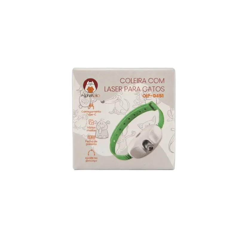 ALPHAKOKO COLEIRA LASER GATOS VERDE - petshop Malu