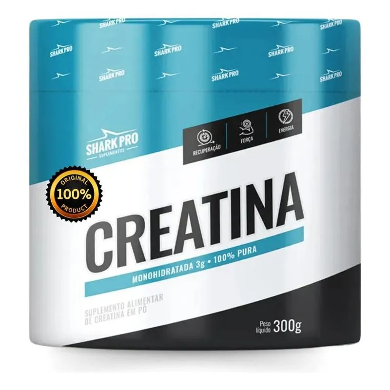 10x Creatina 300g Monohidratada - Shark Pro Sabor Sem Sabor