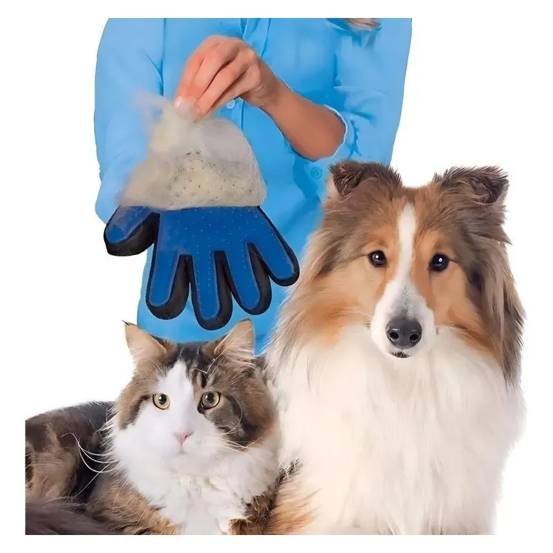 Luva Pet Escova Tira Remove Pelo Cachorro Gatos Azul Snel Re