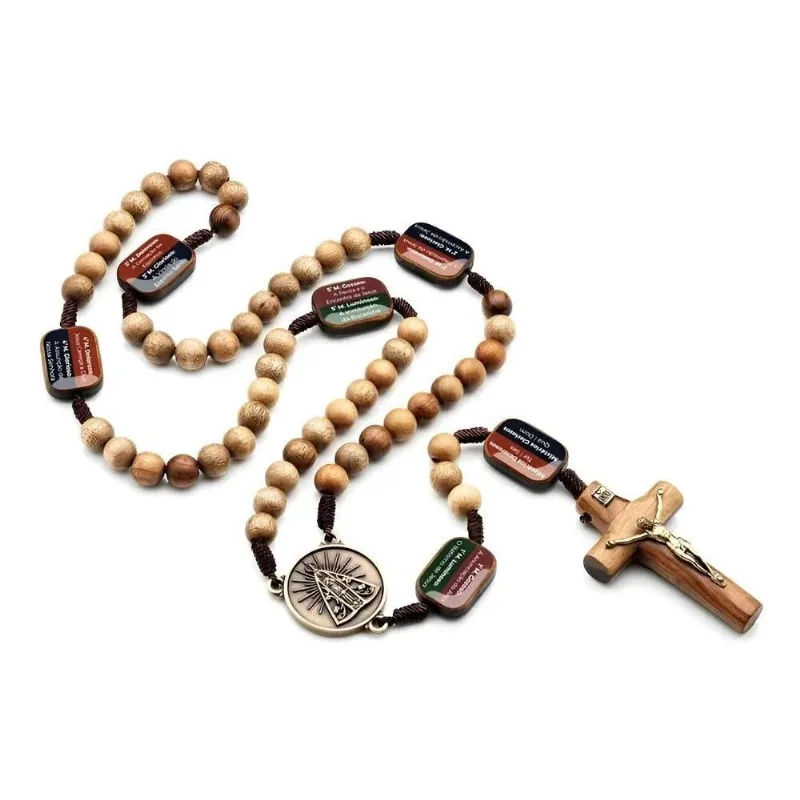 Terço De Nossa Senhora Aparecida Com Mistérios Resinados Cor