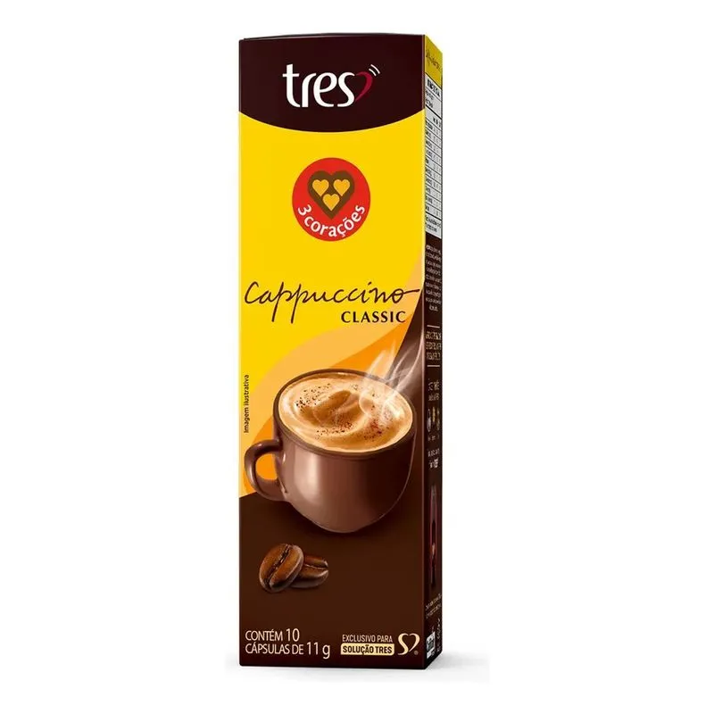 5x Cápsula De Cappuccino Classic Tres 3 Corações 10 Unid