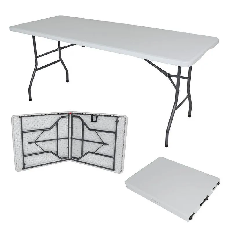 Mesa Dobrável Gallant Vira Maleta Portátil 1,52m Branco com Alça (GMD25A90A-BR)