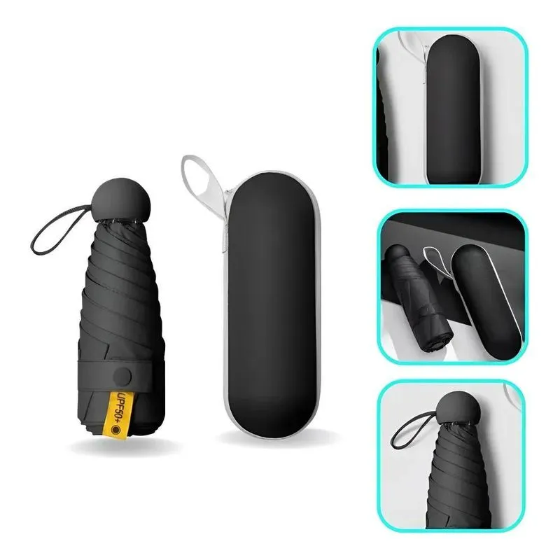 Mini Guarda-Chuva Dobrável Com Proteção UV+Guarda-Chuva Port