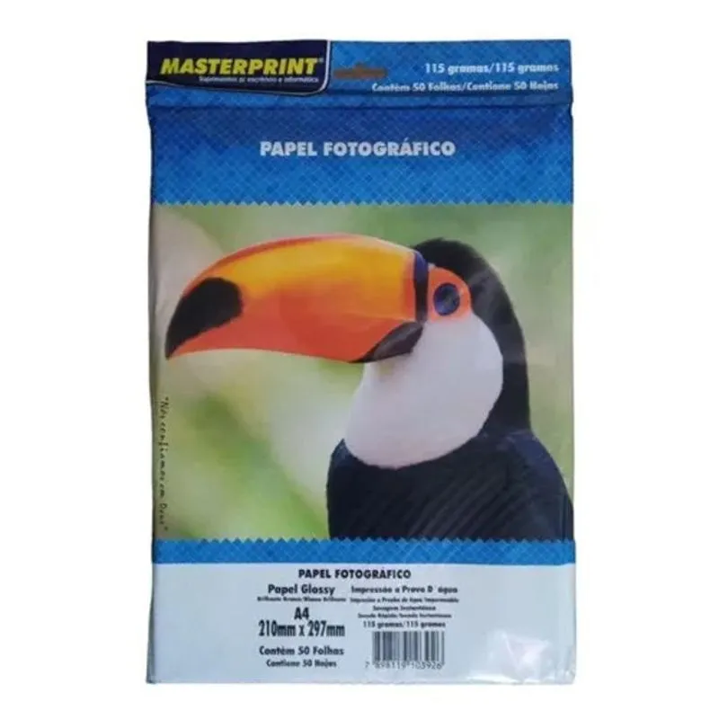 Papel Fotográfico Inkjet A4 Glossy 115g 50 Fls Masterprint C