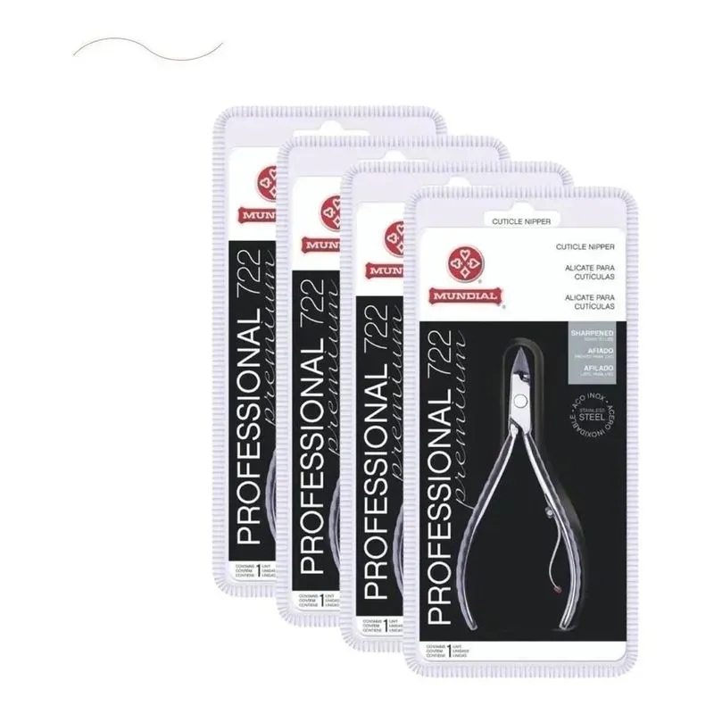Kit 4 Alicate Inox Cutícula Premium Profissional722 Mundial