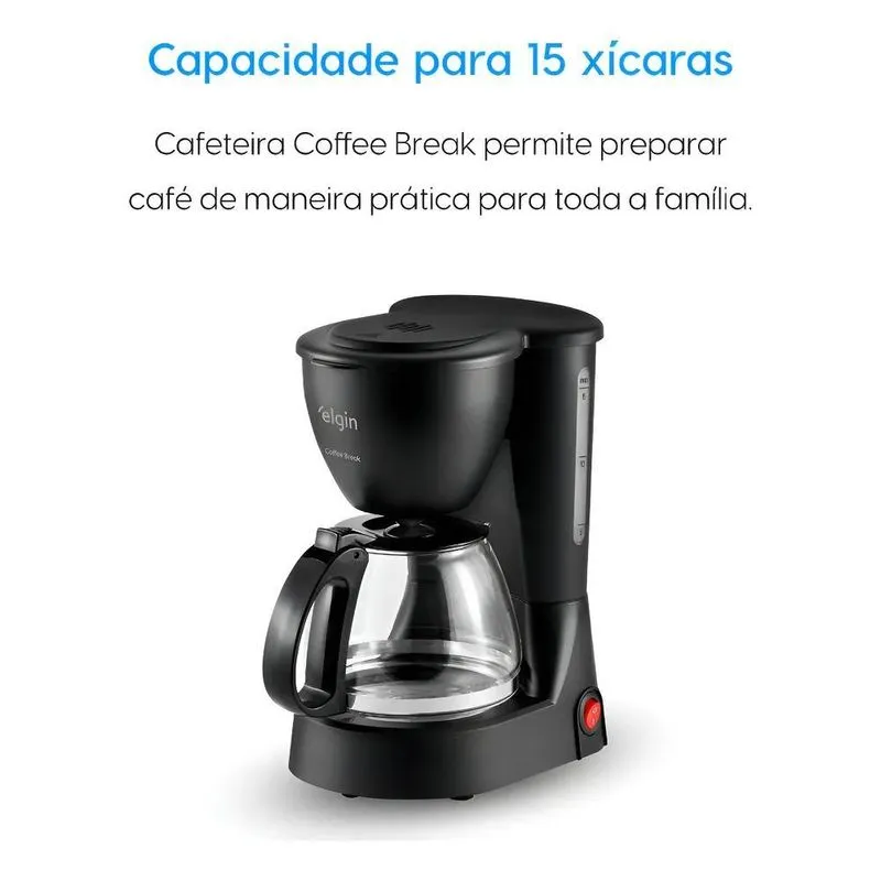 Cafeteira Elétrica 15 Xícaras Elgin Coffee Break Preta