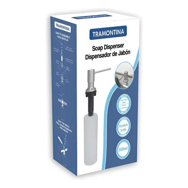 Dosador De Sabão Tramontina Em Aço Inox Com Recipient
