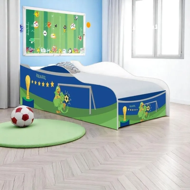 Cama Solteiro Glow Copa Do Mundo MDF Branco Casah