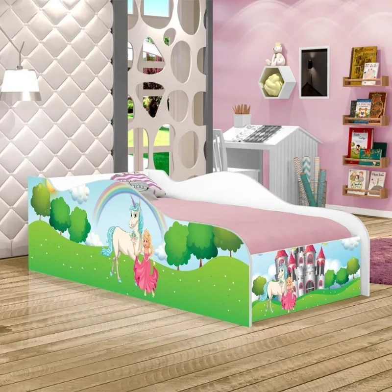 Cama Carro Fun Adesivada Princesa Encantada Solteiro