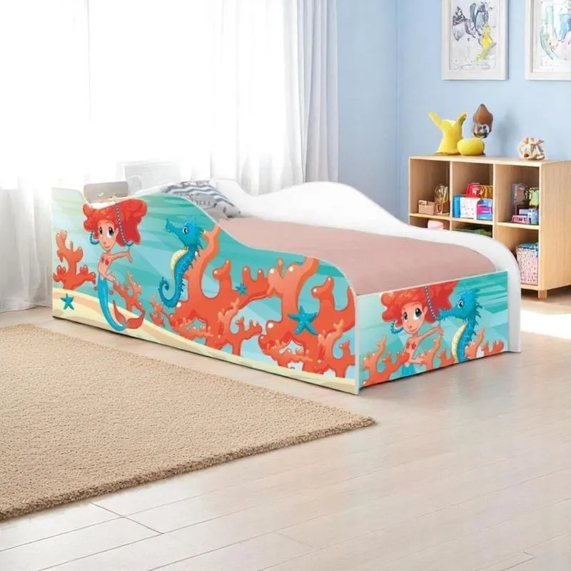 Cama Solteiro Glow Sereia Menina Solteiro Com Colchão