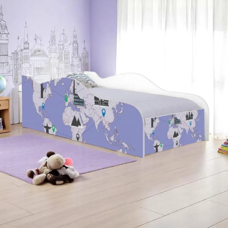 Cama Solteiro Glow Mapa De Viagens Solteiro