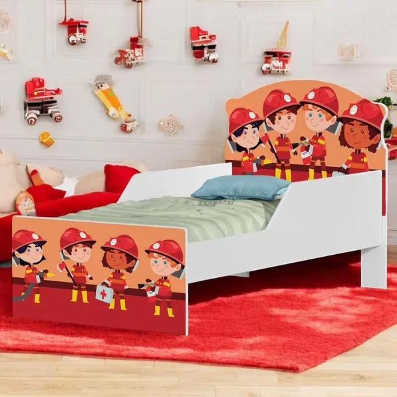 Cama Infantil Tick Tropa Bombeiros Com Colchão