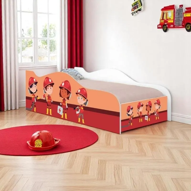 Cama Solteiro Glow Tropa Bombeiros Solteiro