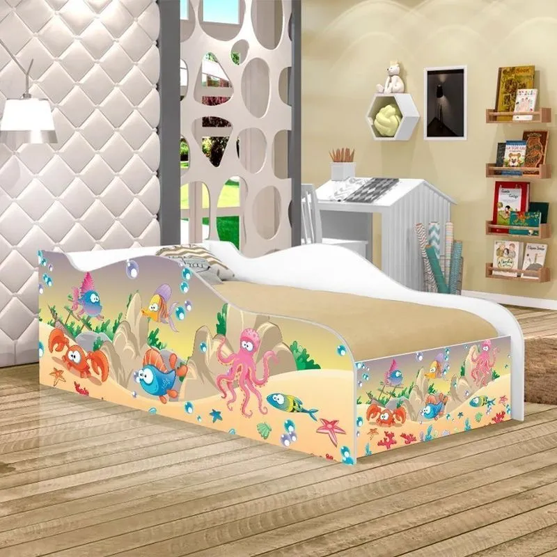 Mini Cama Fun Fundo Do Mar Feliz Infantil Com Colchão